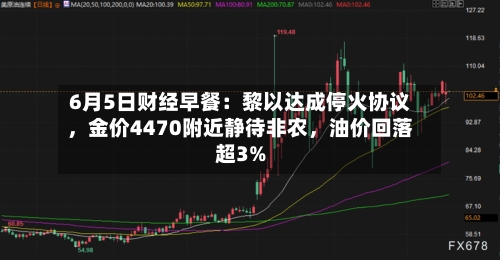 6月5日财经早餐：黎以达成停火协议	，金价4470附近静待非农，油价回落超3%-第2张图片