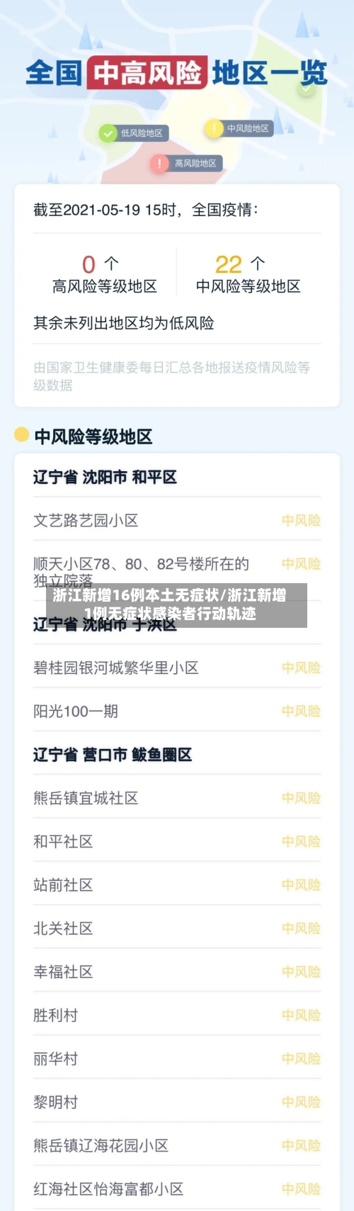 浙江新增16例本土无症状/浙江新增1例无症状感染者行动轨迹